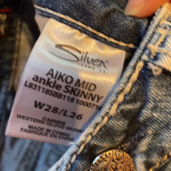 Silver AIKO Mid ankle Skinny W28/L26 - Picture 6 of 8